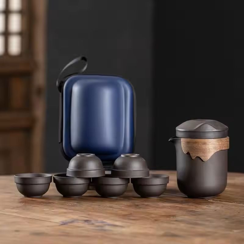 Portable Chinese Clay Tea Set With Infuser And Cups 7