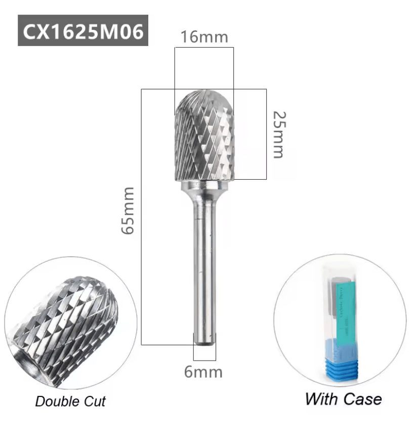 Tungsten Carbide Rotary File With Ball Nose Tip 6mm Single Cut Milling Burr For Metal Carving 7