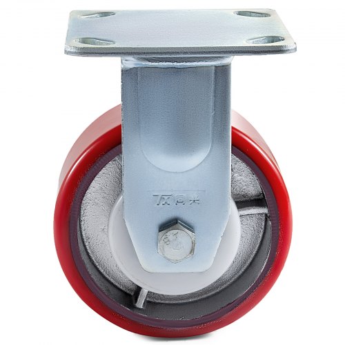 Polyurethane Iron Core Plate Casters Set 1000LBS Capacity Wheels With Side Brake 2 Swivel 2 Rigid 10