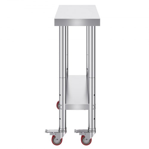 Heavy Duty Stainless Steel Work Table With Adjustable Shelf Wheels Commercial Kitchen Prep Worktab 10