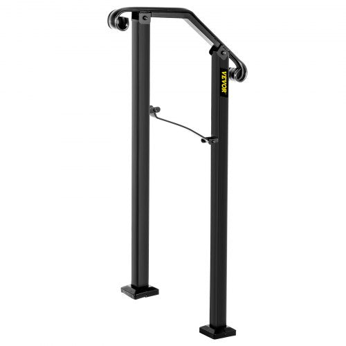 Black Transitional Handrails For Concrete Steps Wooden Stairs Wrought Iron Stair Railing With Powd 10