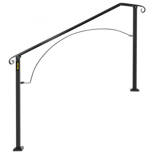 Flexible Porch Railing Black Transitional Handrails For Concrete Steps Or Wooden Stairs 45 Step Mat 10