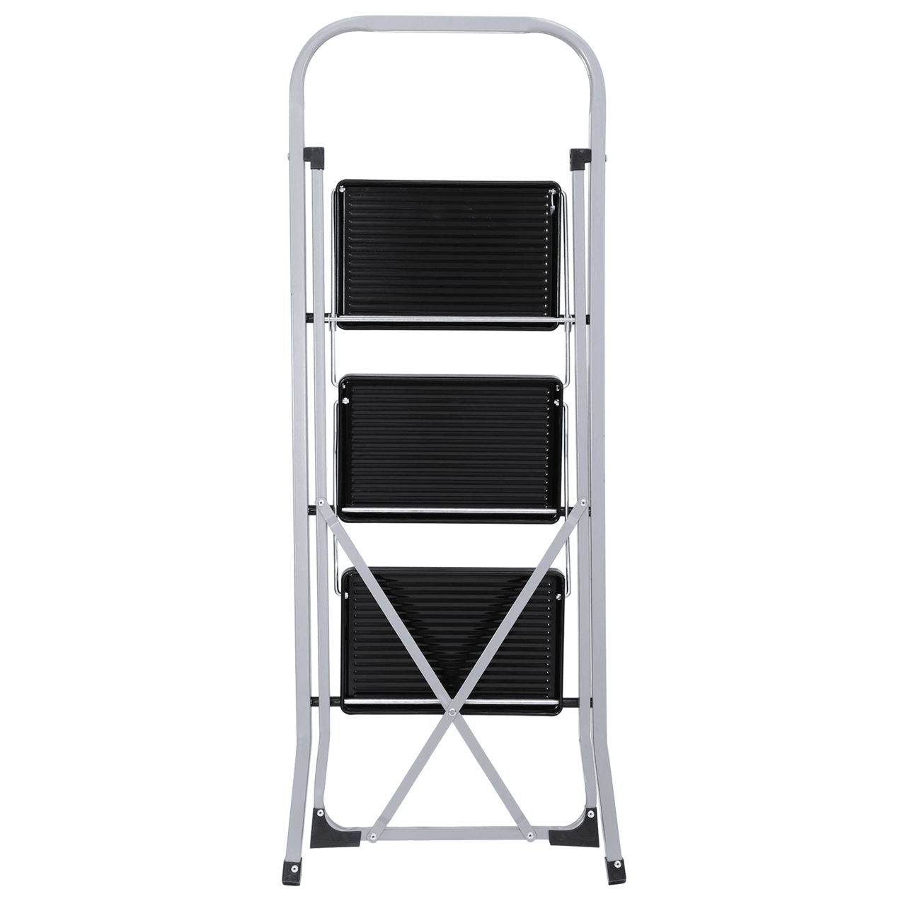 Three Step Folding Ladder With Handgrip And Wide Steps For Home Use 7