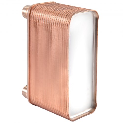 40 Plates Brazed Plate Heat Exchanger, 316L Stainless Steel, 3/4" MPT Ports, B3-12A for Beer Wort Chiller