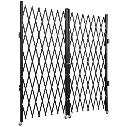 Heavy-Duty Scissor Gate with Keys, 360° Rolling Barricade Gate for Wide Entryways & Industrial Security