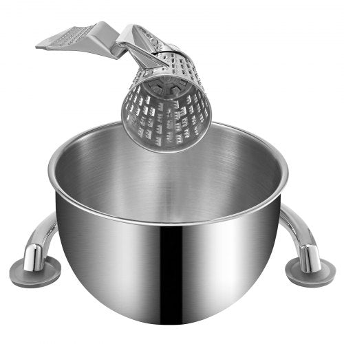 Manual Cheese Mandoline w/ Cutting Cone, Zinc Alloy Rotary Vegetable Mandoline with Bowl & Suction Base, Rotary Shredder