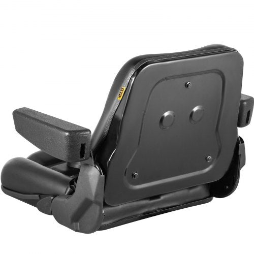 Heavy-Duty Universal Forklift Seat Black PVC Tractor Seat, Adjustable Mower Seat with Armrests, Seat Belt & Switch