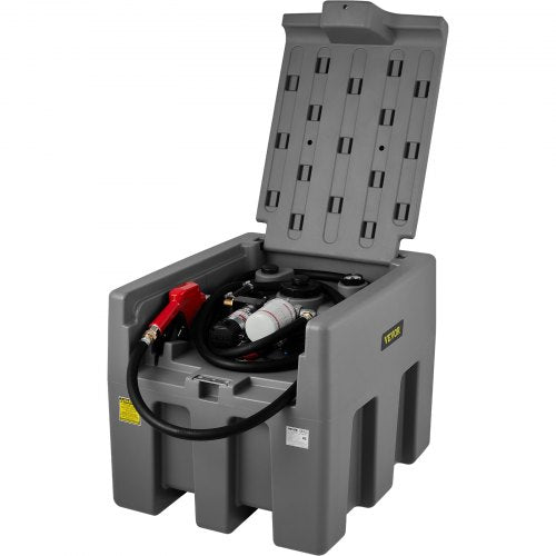 Portable Diesel Tank, GPM Flow Rate, Diesel Fuel Tank with Electric Transfer Pump, Rubber Hose, PE Diesel Transfer Tank