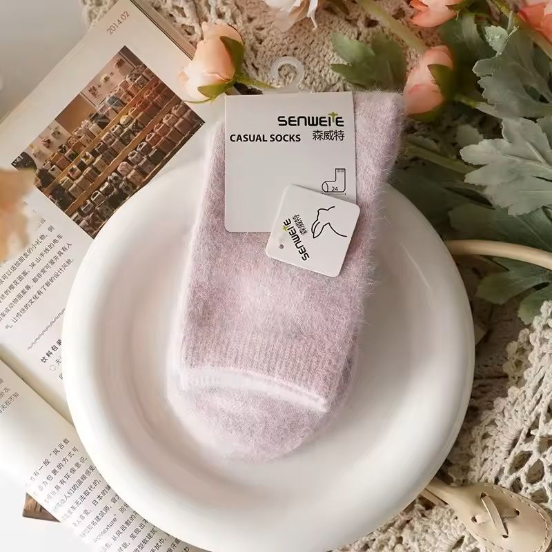 Wool Winter Warm Socks For Women Medium Tube Design 11