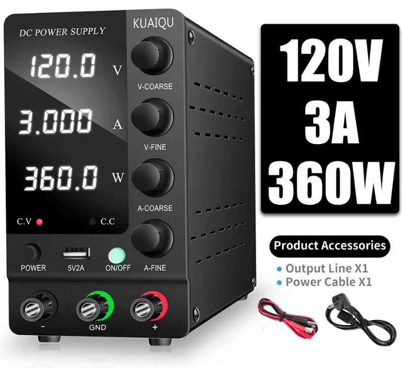KUAIQU Adjustable DC Power Supply With USB Interface 30V 10A 60V 5A 120V 3A Lab Bench Supply 7