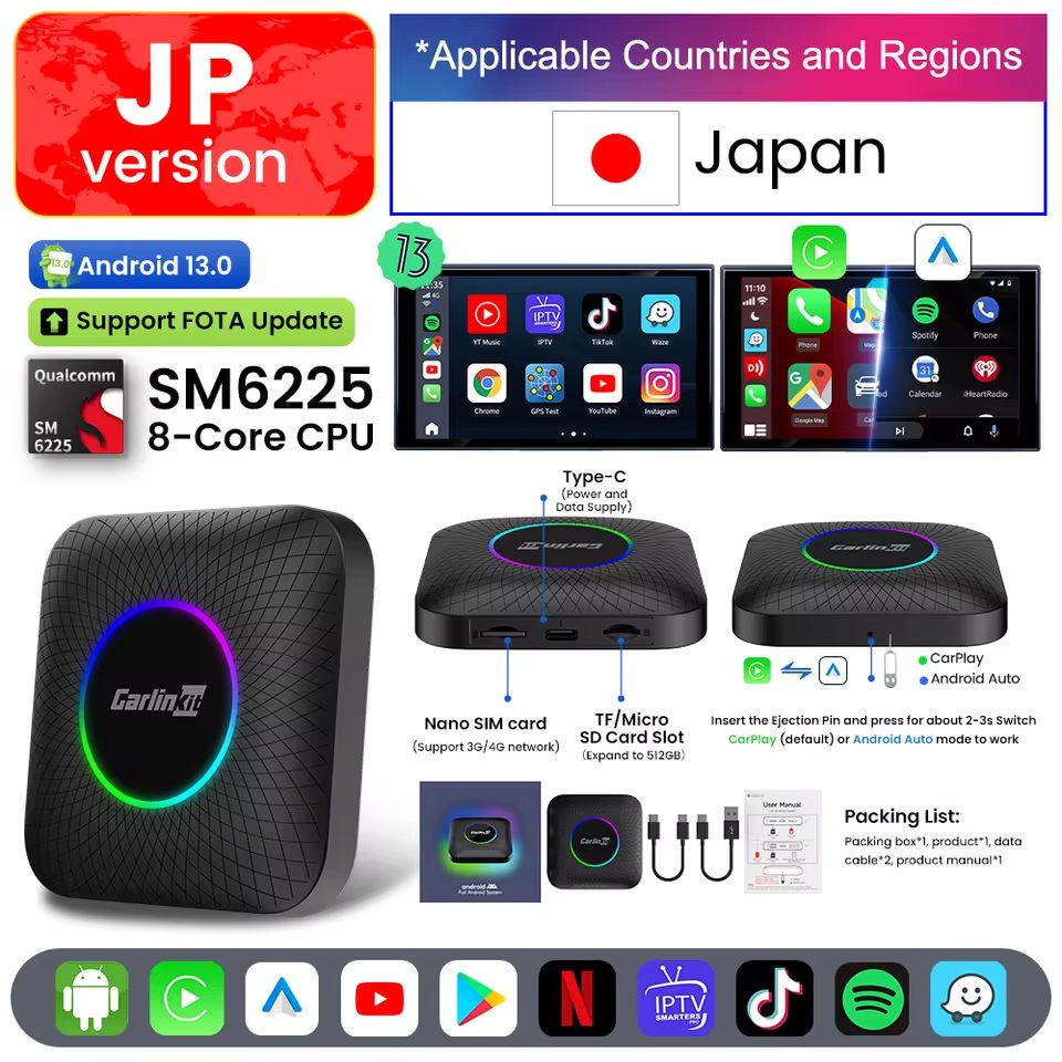 Carlinkit Android 13 Wireless CarPlay Android Auto TV Box 8GB RAM 128GB Storage Builtin GPS Stre 8