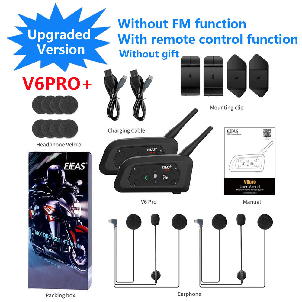 EJEAS V6 PRO PLUS Bluetooth Motorcycle Helmet Intercom Headset 6-Rider Waterproof BT Communicator System