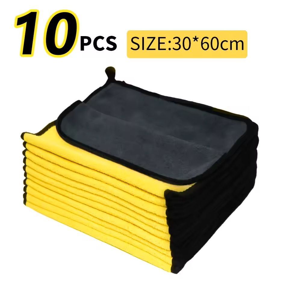 Microfiber Car Wash Towels Set Soft Hemmed Detailing Cloths 11