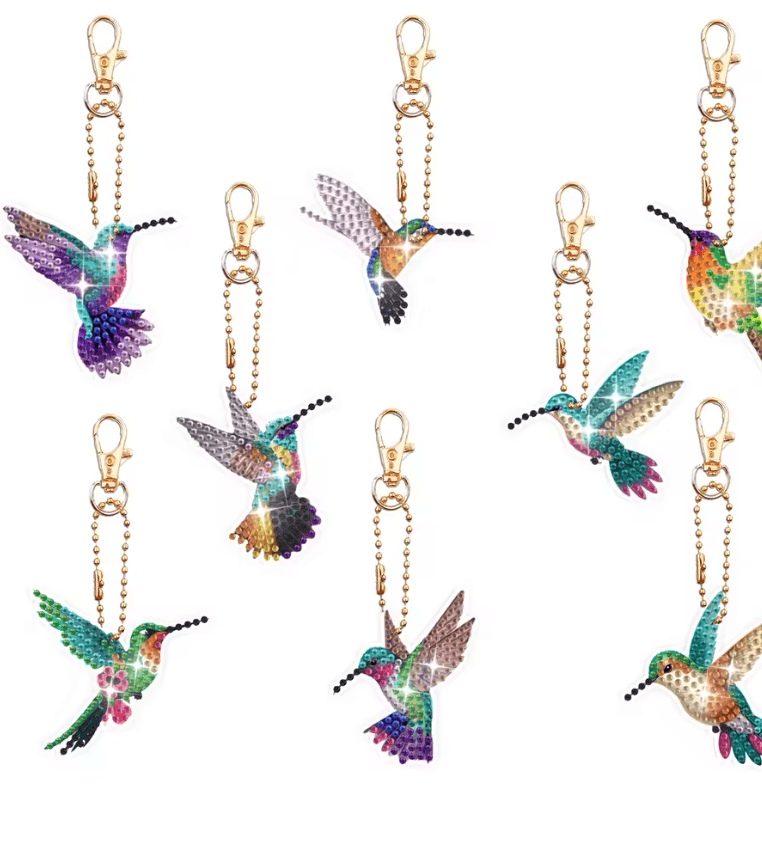 DIY Diamond Art Keychain Set 8 Piece Butterfly And Bird Kit For Adults And Craft Lovers 5