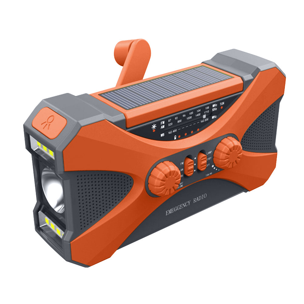 Rechargeable Solar Hand Crank Weather Radio with Dual Speakers, Emergency Crank Radio for Home Use, Outdoor Survival
