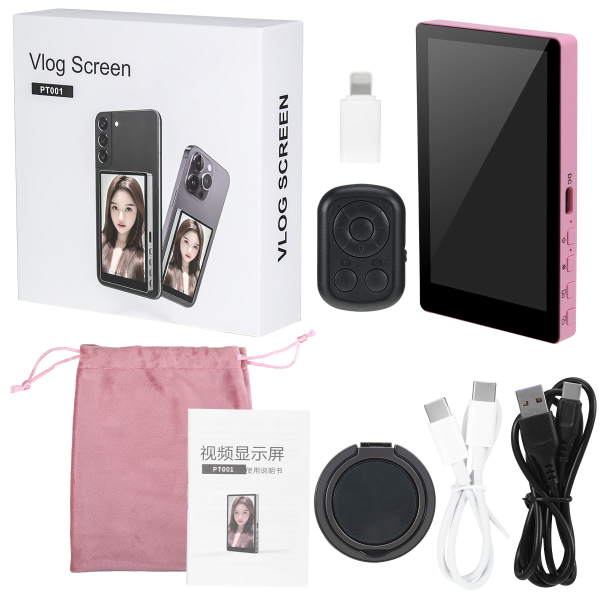 Wireless Magnetic Smartphone Monitor Screen, Vlog/Live Stream Video Recording Tool for iPhone & Android Devices