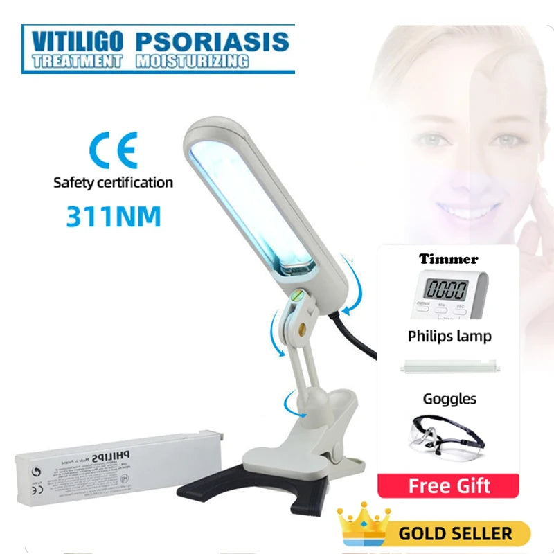 UV 311nm Ultraviolet Phototherapy Device Uses Philips Lamp UVB To Treat Vitiligo Psoriasis White Sp 5