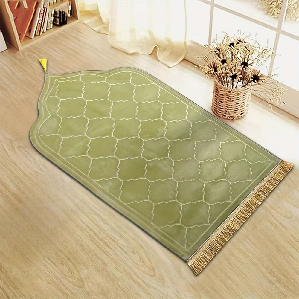 Thickened Printed Prayer Mat With Tassels Plush Flannel Irregular Design For Comfort And Style 10