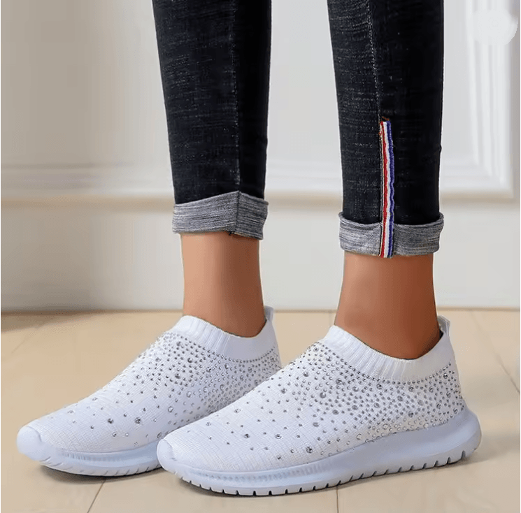 Womens Crystal Mesh Slip On Walking Sneakers For Outdoor And Everyday Comfort 7
