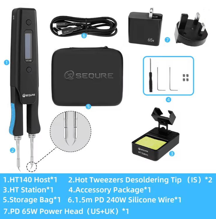 SEQURE HT140 2 In 1 Portable Hot Tweezers And Soldering Iron 5