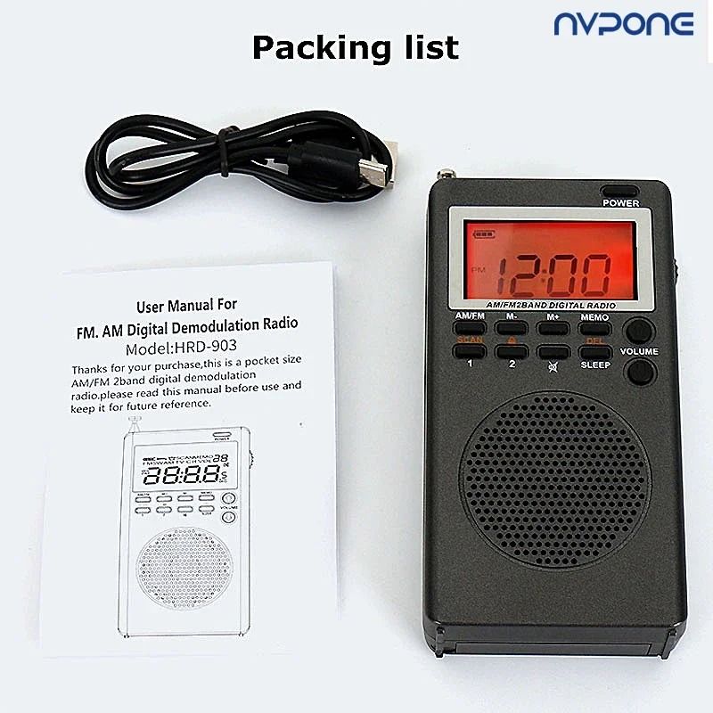 Compact Portable AM FM Radio With HD Display Alarm Clock And Sleep Timer For Home And Travel 6