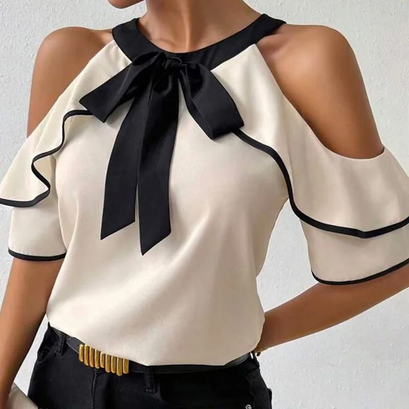 Elegant Lace Patchwork Butterfly Sleeve Blouse For Women 8