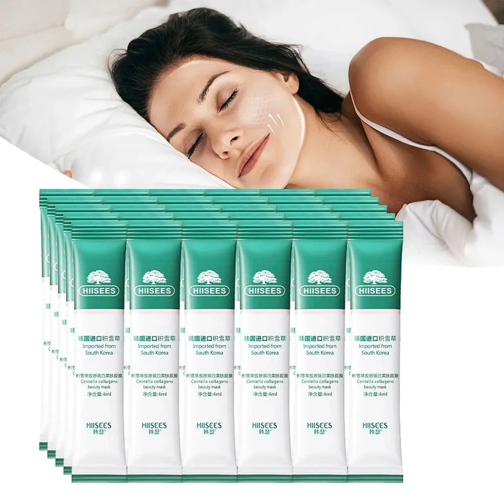 30 Pcs Centella Collagen Sleeping Facial Mask, Anti-Wrinkle, Anti-Aging Moisturzing Korean Skincare for Overnight Repair