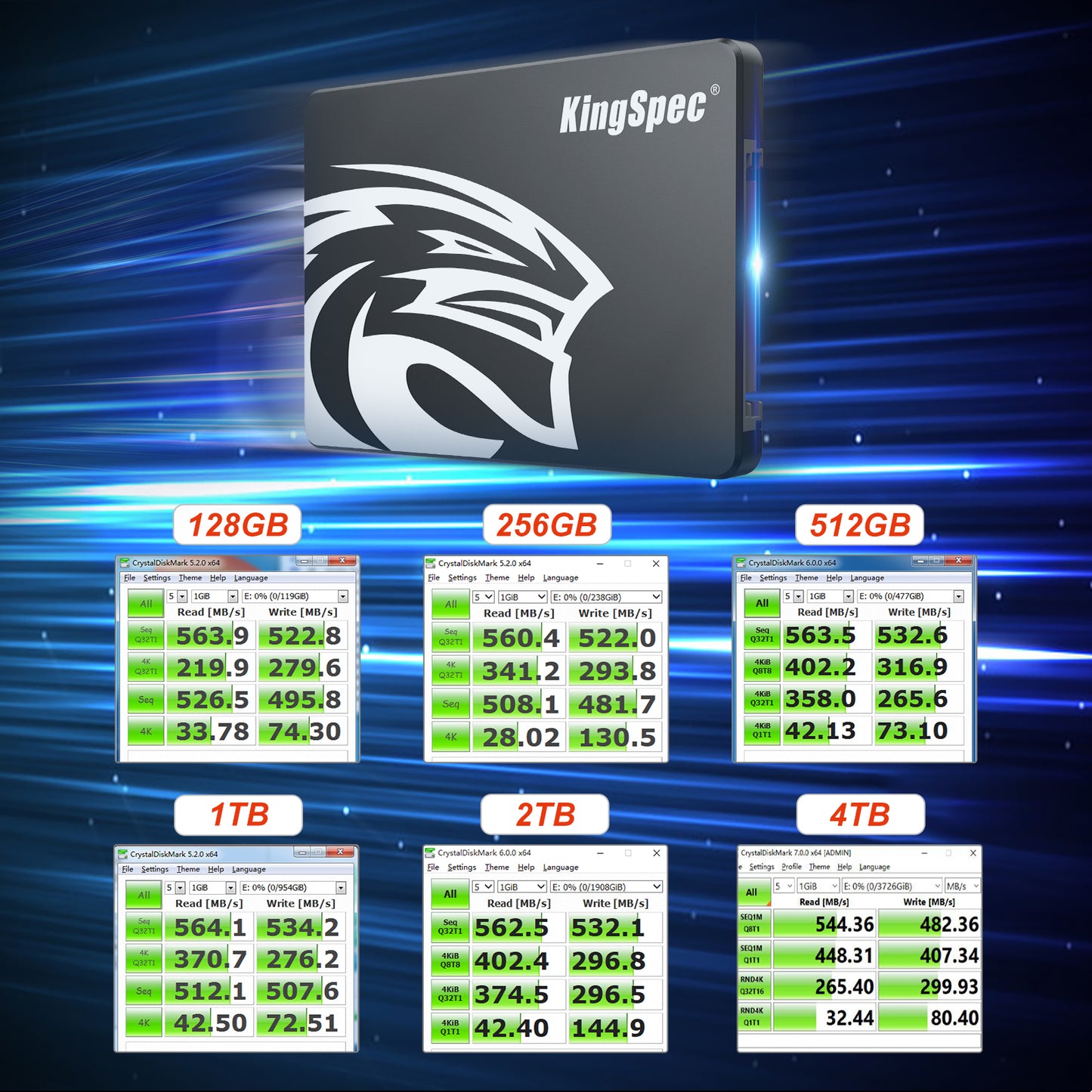 SSD Drive HDD SATA Internal Hard Disk, KingSpec SSD for Laptop & PC Upgrade Storage