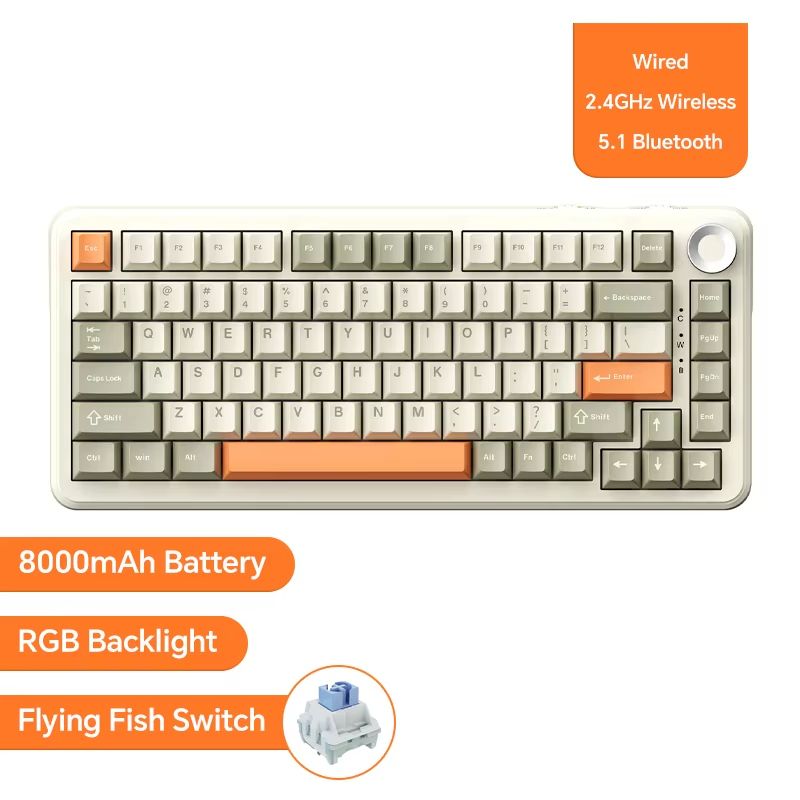 Ajazz AK820Pro Wireless Mechanical Gaming Keyboard HotSwappable GasketMounted With Customizable Kn 16