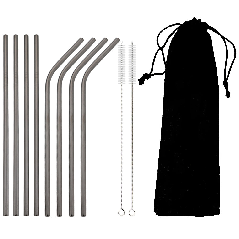 Colorful 304 Stainless Steel Metal Straws Set Reusable Drinking Straws With Brush Cocktail Straw 16