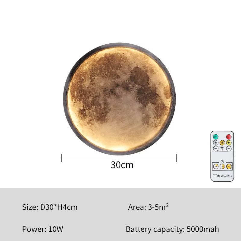 LunarGlow Rechargeable Moon Wall Lamp Remote Touch Dimming Moon Light 5