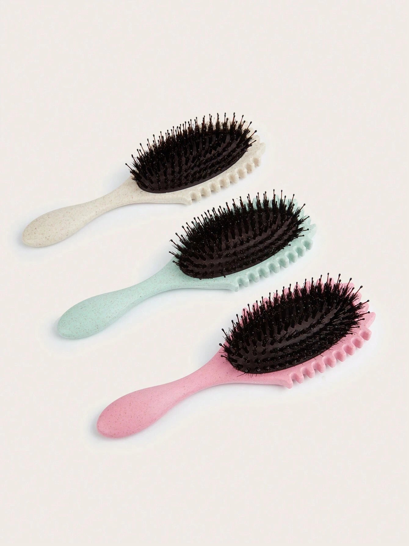 Oval Air Cushion Comb With Handle, Wheat Straw Styling Brush, Detangling Hair Brush for Professional Use