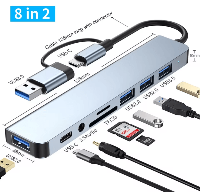 USB C Multi Hub Adapter With Card Reader Audio And USB Expansion For Macbook And Laptop 7