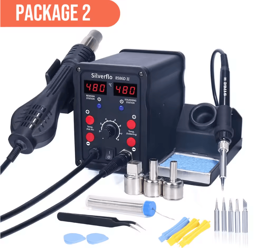 2 In 1 Silverflo 8586D Hot Air And Soldering Station With Dual Digital Display 3