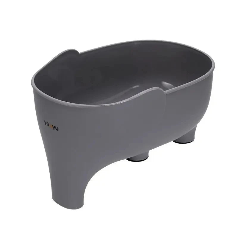 Plastic Drainage Bowl for Kitchen, Multi Functional Filter Basket, Cute Elephant Shaped Strainer Organizer
