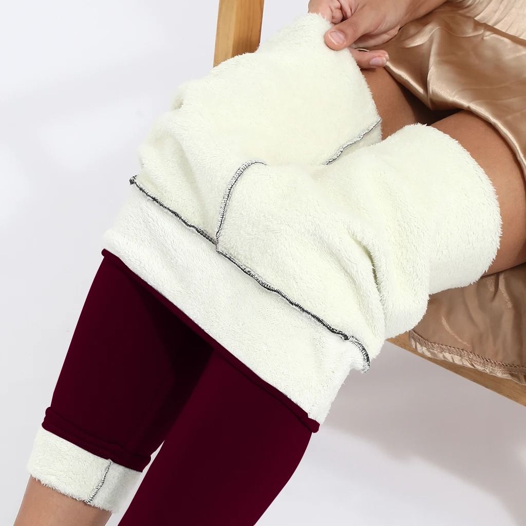 High Waist Velvet Plush Fleece Lined Leggings For Women Winter Warm Stretch Pants 8