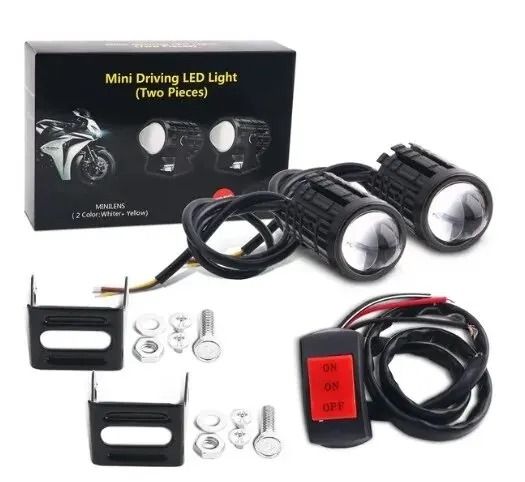 DualColor LED Motorcycle Headlight With Projector Lens Auxiliary Fog And Driving Lamp 8