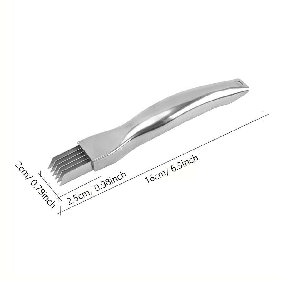 Stainless Steel Green Onion Knife, Kitchen Shred Silk The Knife, Curved Handle Design, Food Speedy Chopper Cutter