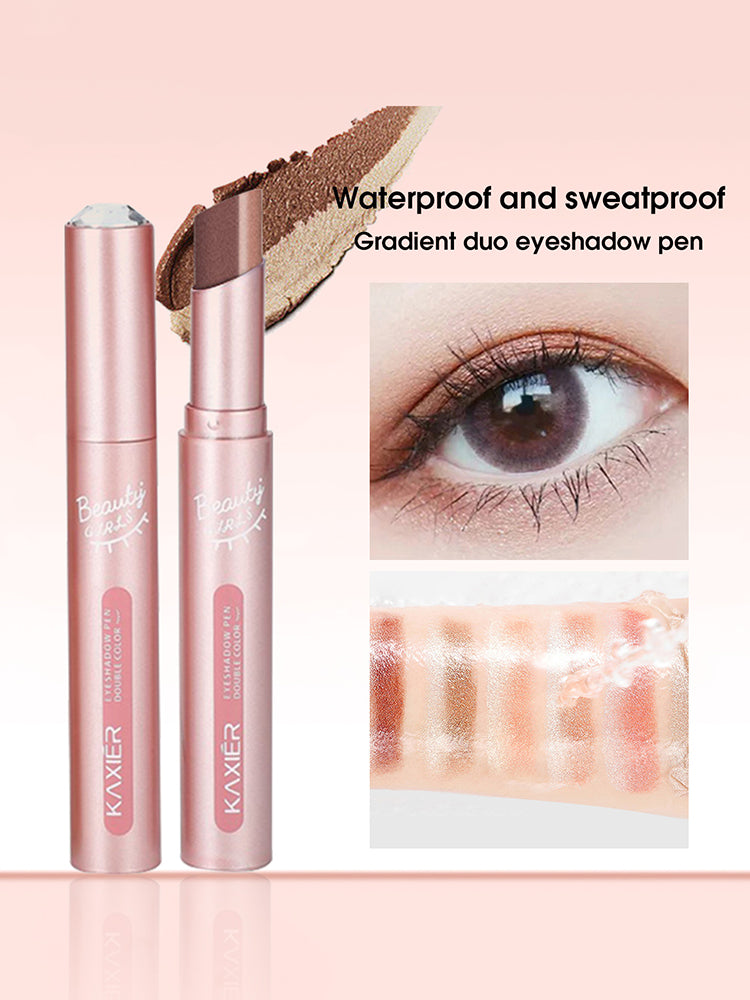 Waterproof Gradient Eyeshadow Stick TwoColor Pen Sweatproof Pearlescent Fine Shine Smudge Free Long 10