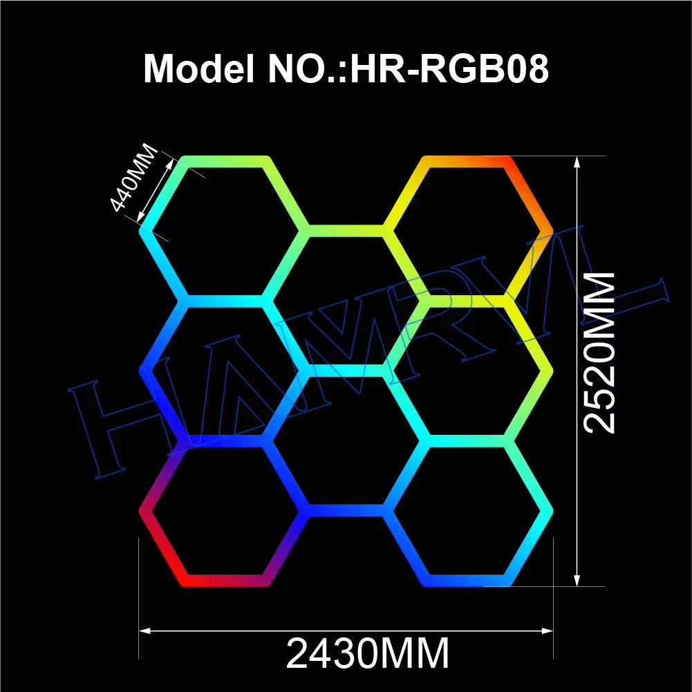 RGB Hexagon LED Garage Ceiling Light Music Sync Panel Lighting For Gym Game Room Events 13
