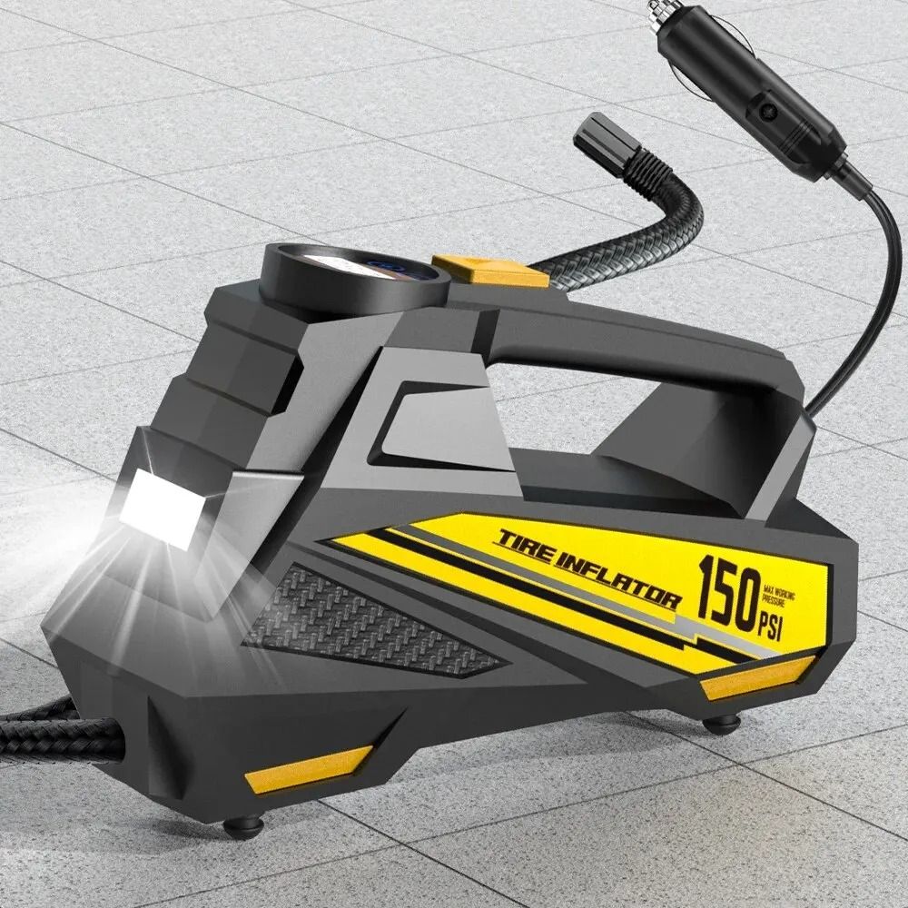 Electric Car Air Pump With LED Light And 150 PSI Pressure For Tires And Sports Gear 6