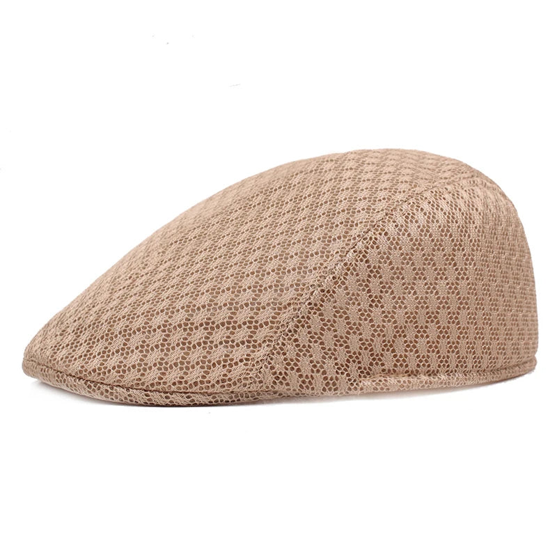 Adjustable Fashion Breathable Summer Hat, Unisex Mesh Flat Caps, New Casual Beret Hat for Men Women Newsboy Style