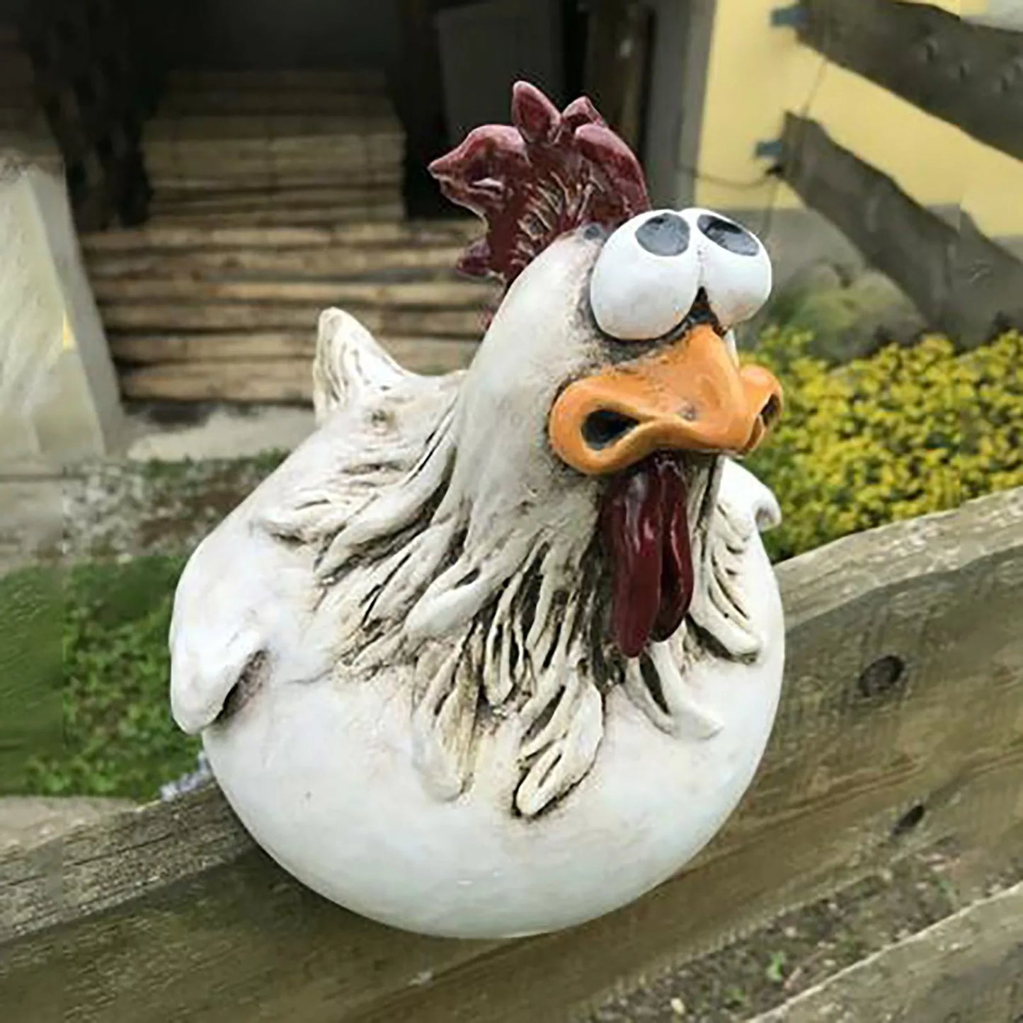 Funny Chicken Fence Decor Statues, Resin Garden Farm Yard Chicken Hen Sculpture Art for Courtyard & Home Decoration