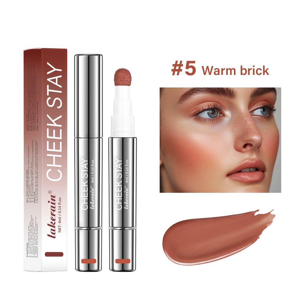 Long Lasting Blendable Liquid Blush, Cheek Blusher with Sponge Applicator, Dewy Buildable Cheek Makeup, All Day Wear