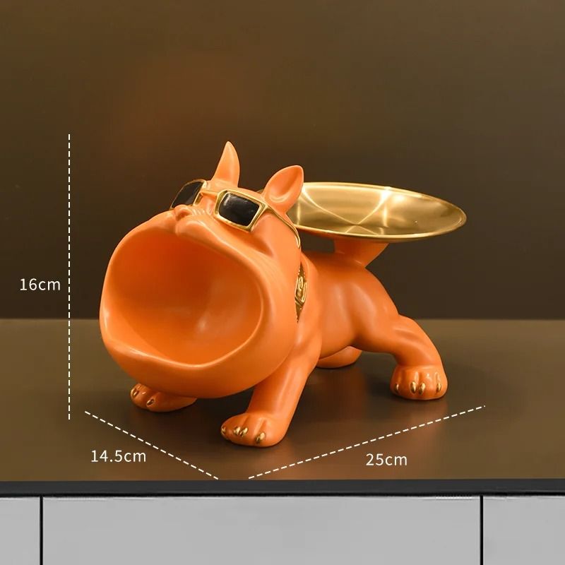 Bulldog Resin Storage Tray Statue For Home Decor Dog Figurine Sculpture For Keys Jewelry Coins And 8