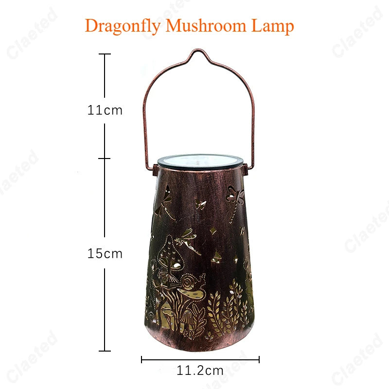 LED Solar Hollow Iron Lantern Outdoor Light, Garden Courtyard Projection, Decorative Hanging Lawn Atmosphere Lamp