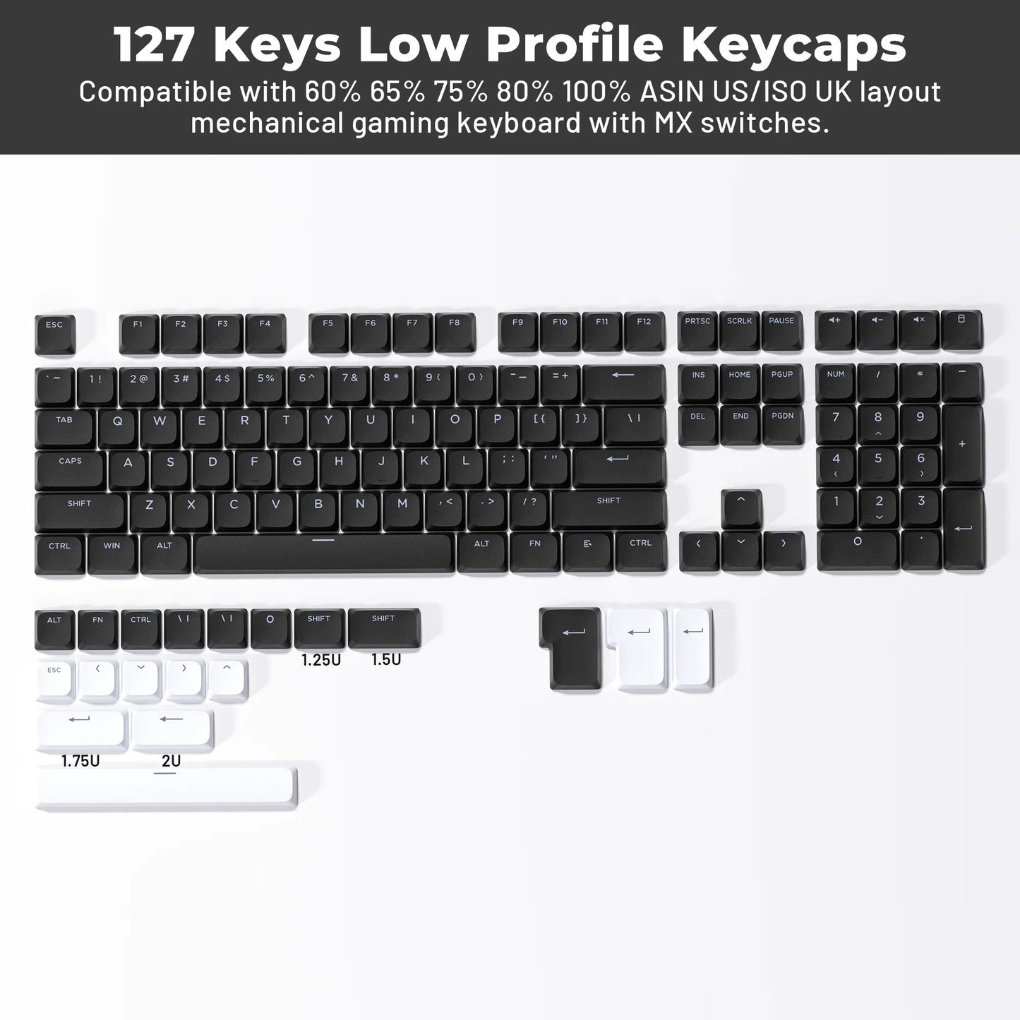 Low Profile Double Shot PBT Keycaps With Shine Through Design For Mechanical Keyboards 7