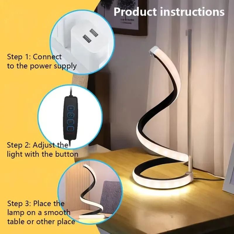 Modern LED Spiral Table Lamp For Bedroom And Office Decor 7
