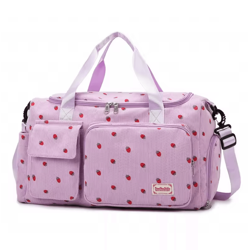 Corduroy Travel Tote Bag Large Capacity With Shoe Compartment And Wet Dry Separation 8