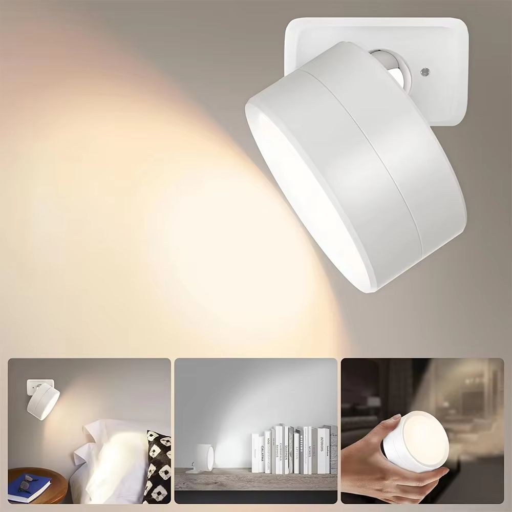 360 Rotatable LED Wall Lamp Touch Control Remote Light With 12 Color Modes USB Rechargeable For B 7